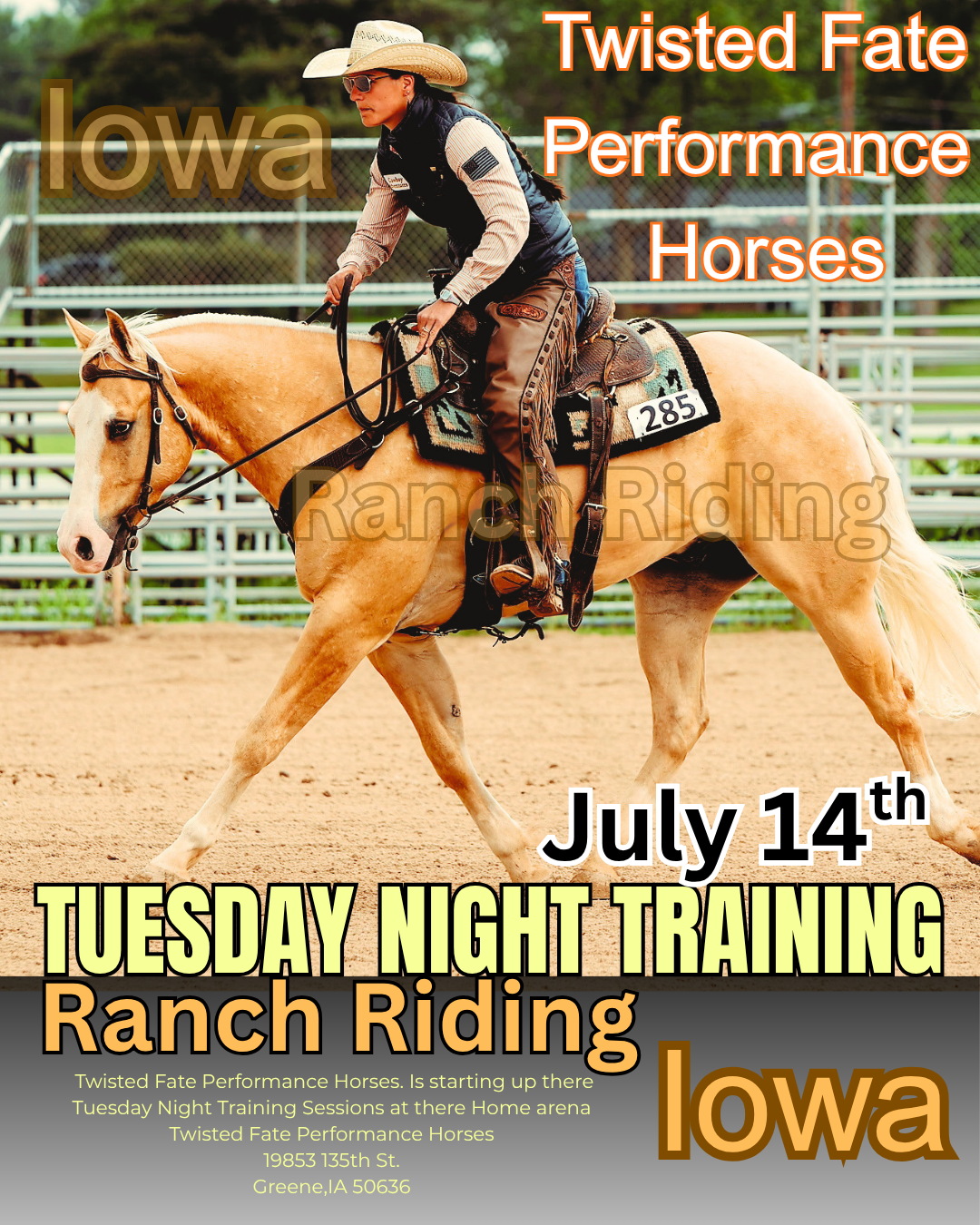 Greene, Iowa July 14 Ranch Riding - 6pm Tuesday