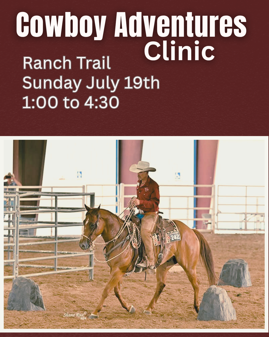 Ranch Trail clinic Sunday July 19th 1p-4:30p